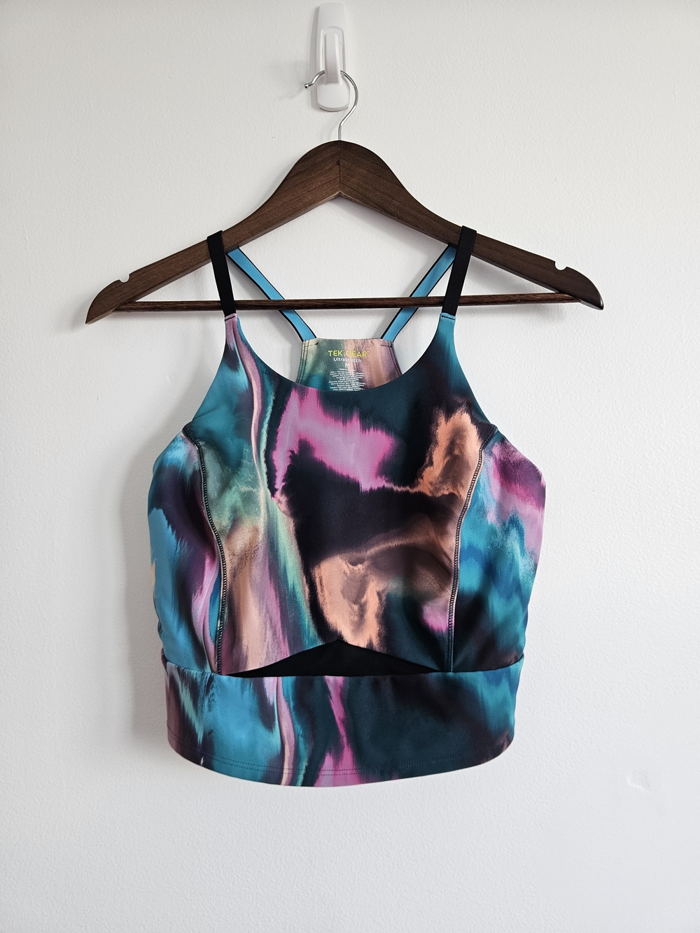 Tek Gear Size Medium Sports Crop Top Multicolor Racer Back Sports Bralette Bra